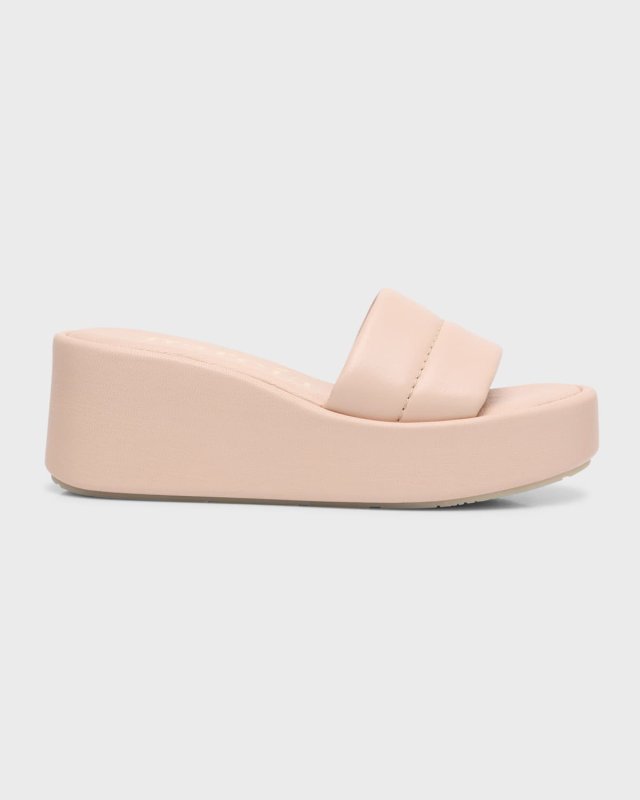Valencia Leather Wedge Slide Sandals